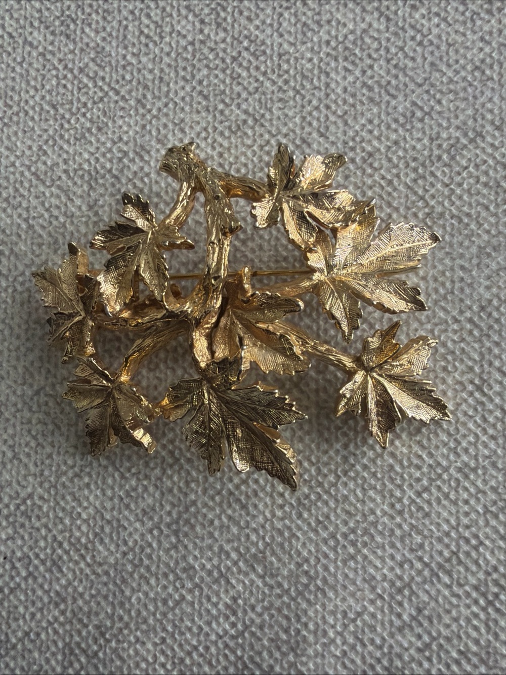 Gold Leaf Cluster Brooch - Women's Elegant Floral Pin